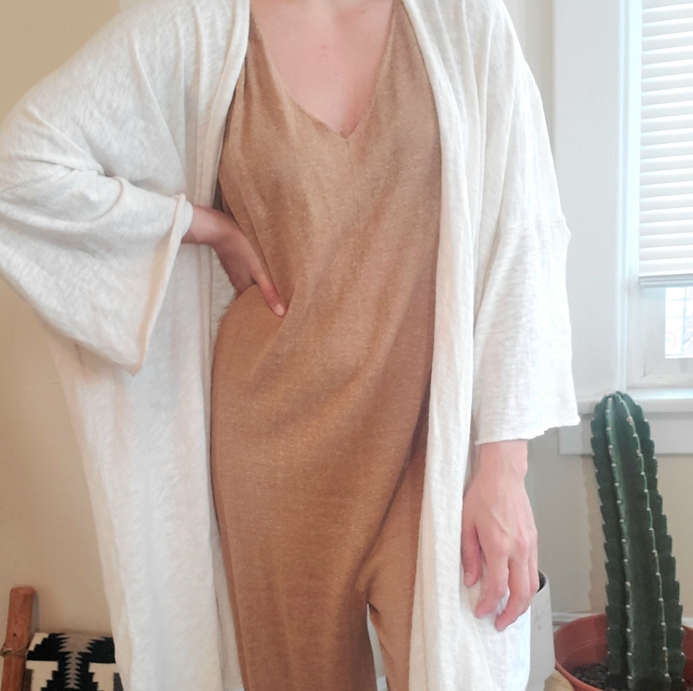 Cotton knit open cardigan